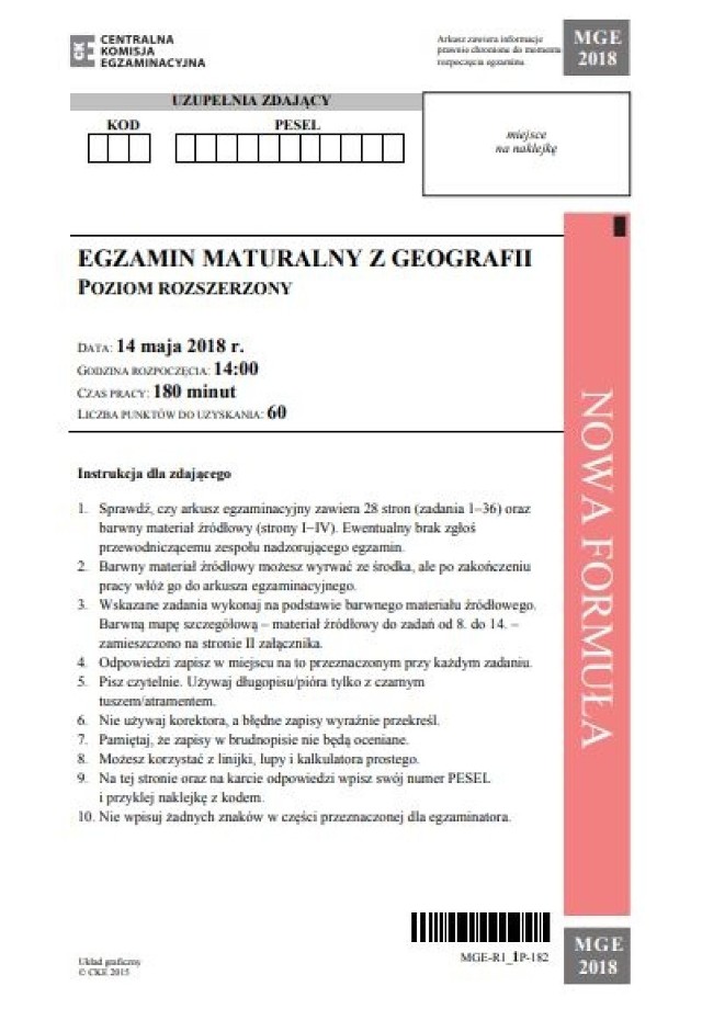 W poniedziałek, 14 maja 2018 maturzyści zmierzyli z egzaminem z geografii. Zobaczcie arkusz i odpowiedzi. 


Matura 2018 w Zespole Szkół im. ks. Jana Długosza we Włocławku

