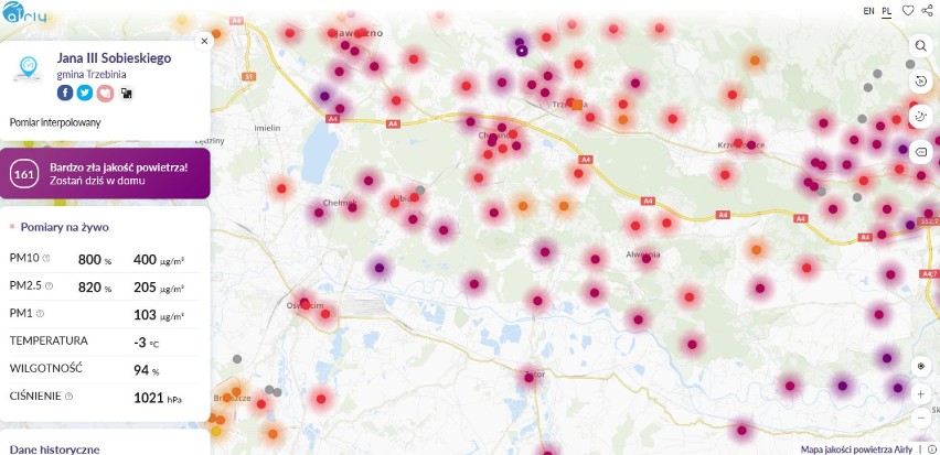 Stan z godz. 14 z 17 grudnia, Oświęcim, Chrzanów i...