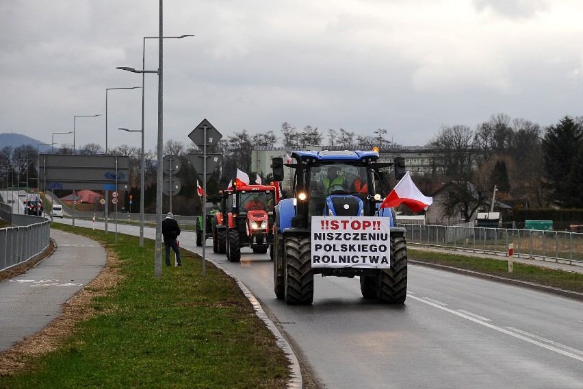 Protest rolników na rondzie w Jaśle