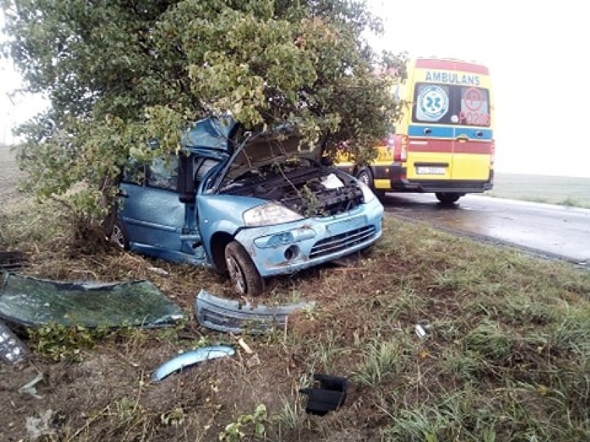 Z weekendu: wypadek pod Skorzęcinem. Auto wypadło z drogi 