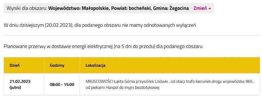 Tam nie ma lub nie będzie prądu w powiatach bocheńskim i...