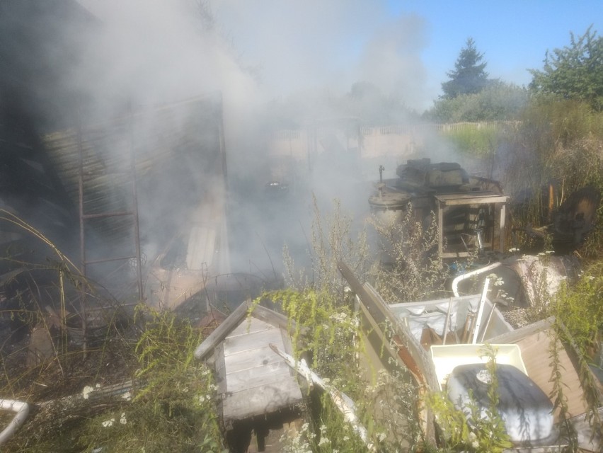 Pożar warsztatu w Maciejowie koło Zduńskiej Woli  [zdjęcia]