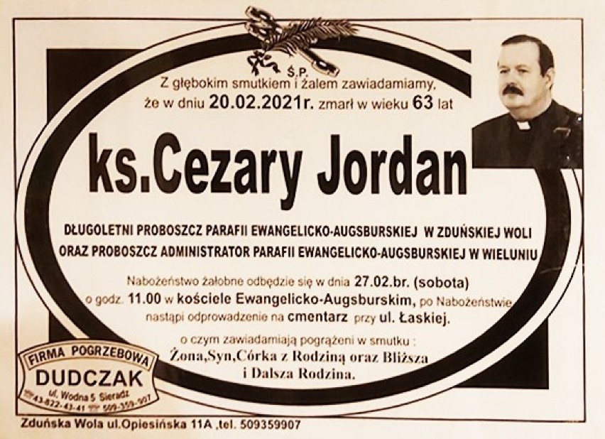 Pogrzeb pastora Cezarego Jordana w Zduńskiej Woli