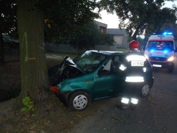 Fiat Punto uderzył w drzewo