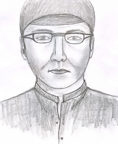 Portret pamięciowy złodzieja, który w poniedziałek na ulicy Konopnickiej w Ostrowie okradł starszego mężczyznę