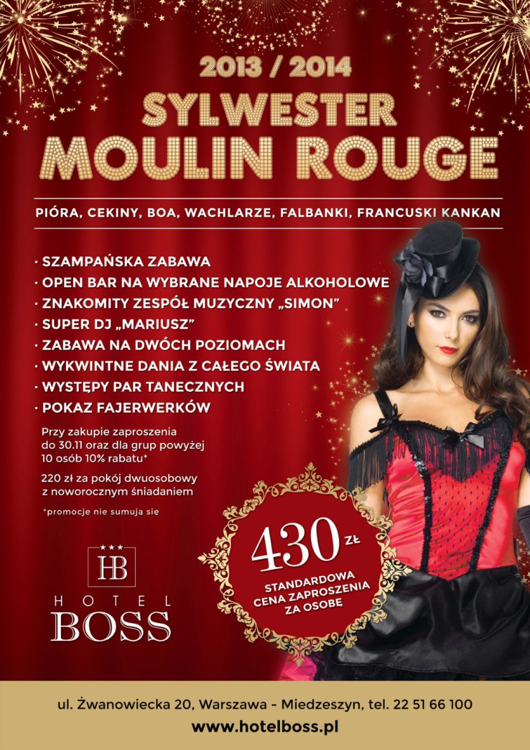 Sylwester W Warszawie 2013/2014 - Moulin Rouge W Hotelu Boss | Warszawa  Nasze Miasto