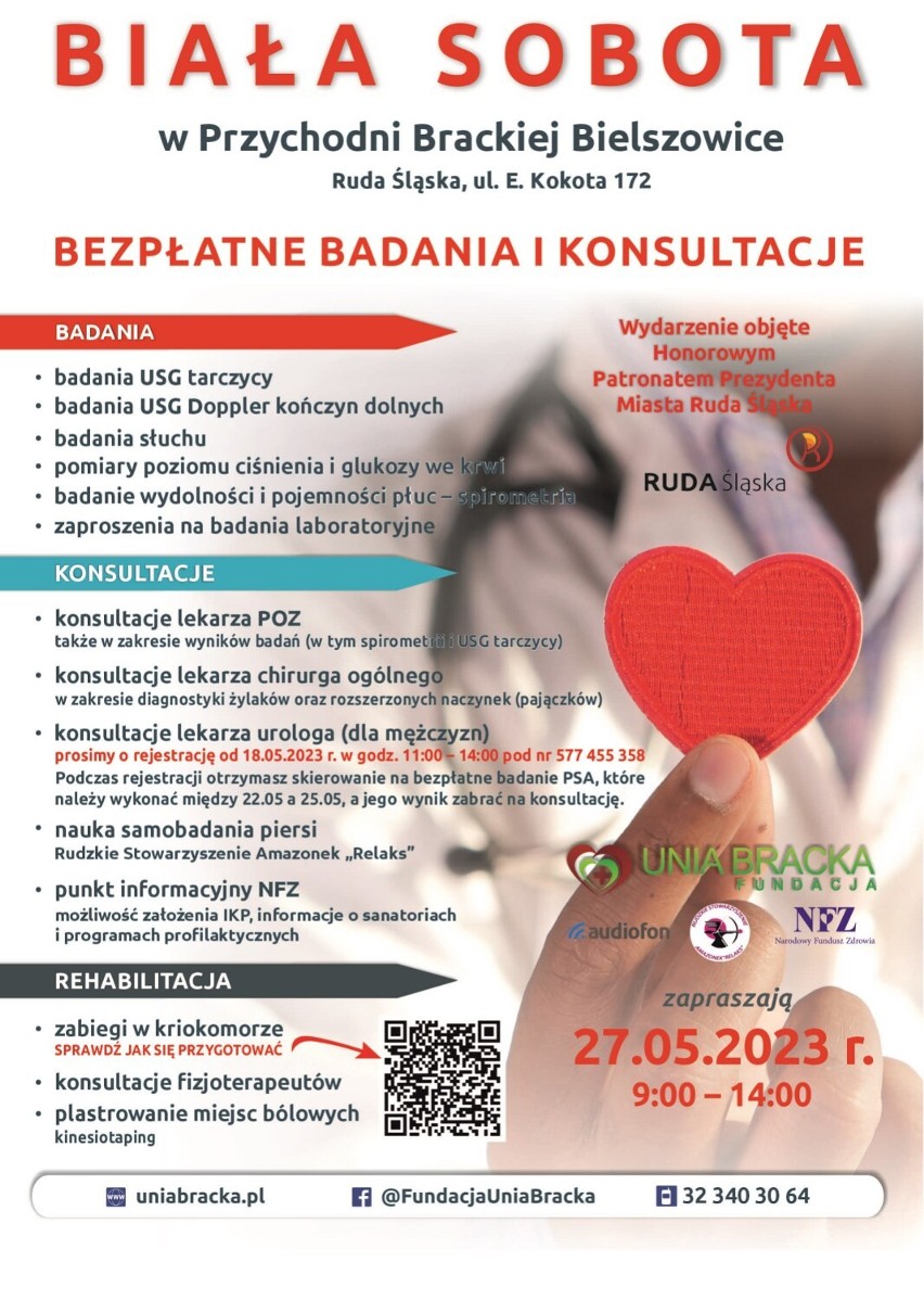 Bezpłatne badania i konsultacje lekarskie w Rudzie Śląskiej – Biała Sobota już 27 maja!