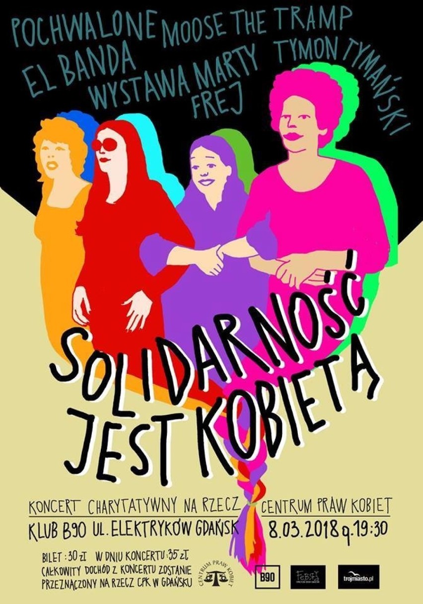 Dzień Kobiet 2018 w Gdańsku. Koncert "Solidarność jest kobietą" w klubie B90