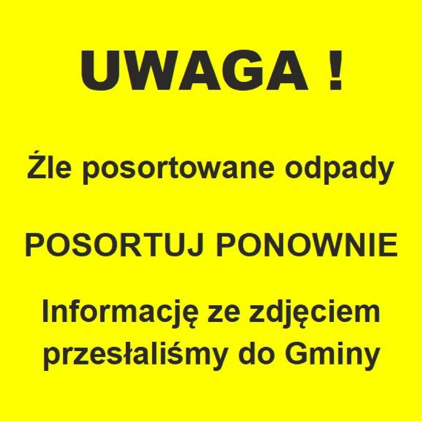 Takie żółte kartki ostrzegawcze pojawią się na śmietnikach w...