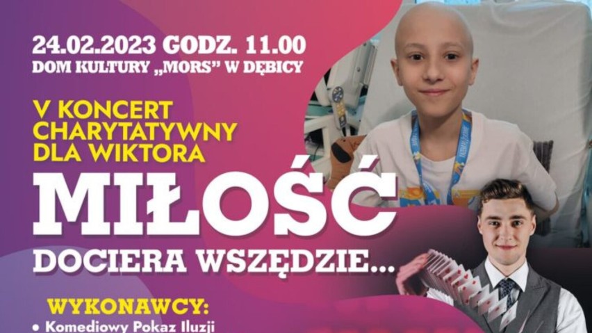 Koncert charytatywny „Miłość dociera wszędzie” dla 12-letniego Wiktora z Dębicy