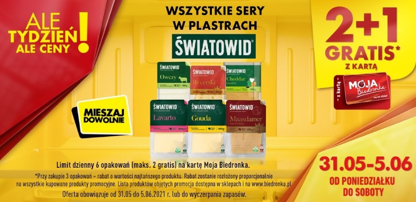 Biedronka

Wszystkie sery w plastrach Światowid
2+1 gratis z...
