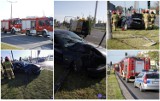 BMW uderzyło w słup i znaki na Kruszyńskiej we Włocławku. Kierowca się oddalił [zdjęcia]