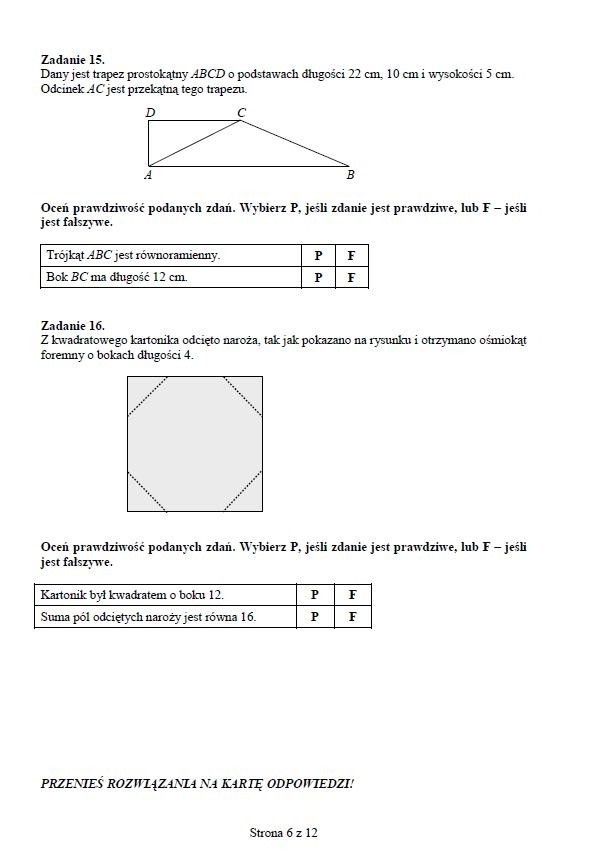 Próbne testy gimnazjalne: matematyka [ODPOWIEDZI i ARKUSZE]