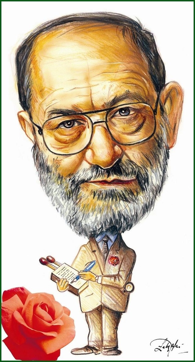 Karykatura Umberto Eco.