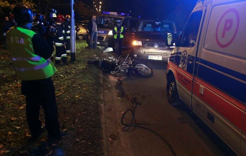 Wrocław: Potrącenie motocyklisty na ul. Bajana (ZDJĘCIA)