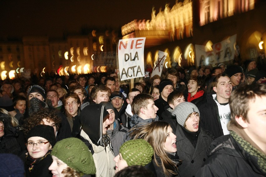 Kraków. Protest przeciw ACTA