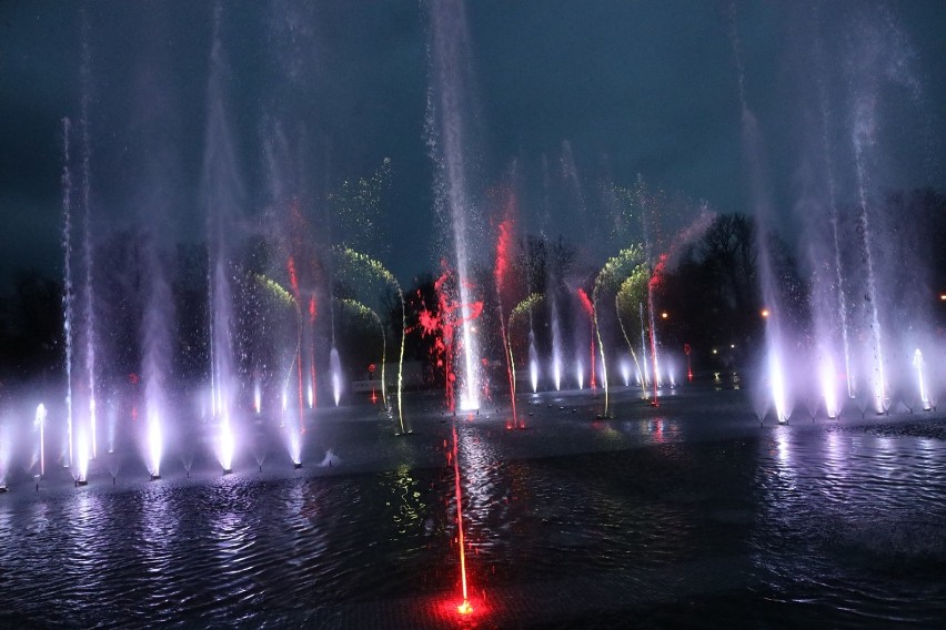 Medialny pokaz podświetlanych i grających fontann w legnickim Parku Miejskim