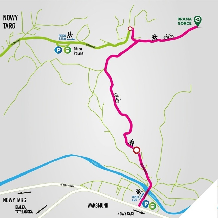 Mapa przygotowana przez centrum Brama w Gorce - pokazuje jak...