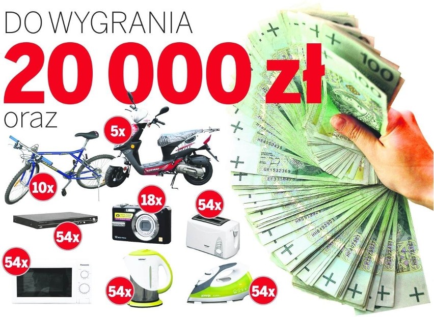 Możesz wygrać 20 tysięcy złotych w Loterii Kuriera! Dodatkowo, co tydzień jedna z 303 atrakcyjnych nagród rzeczowych 