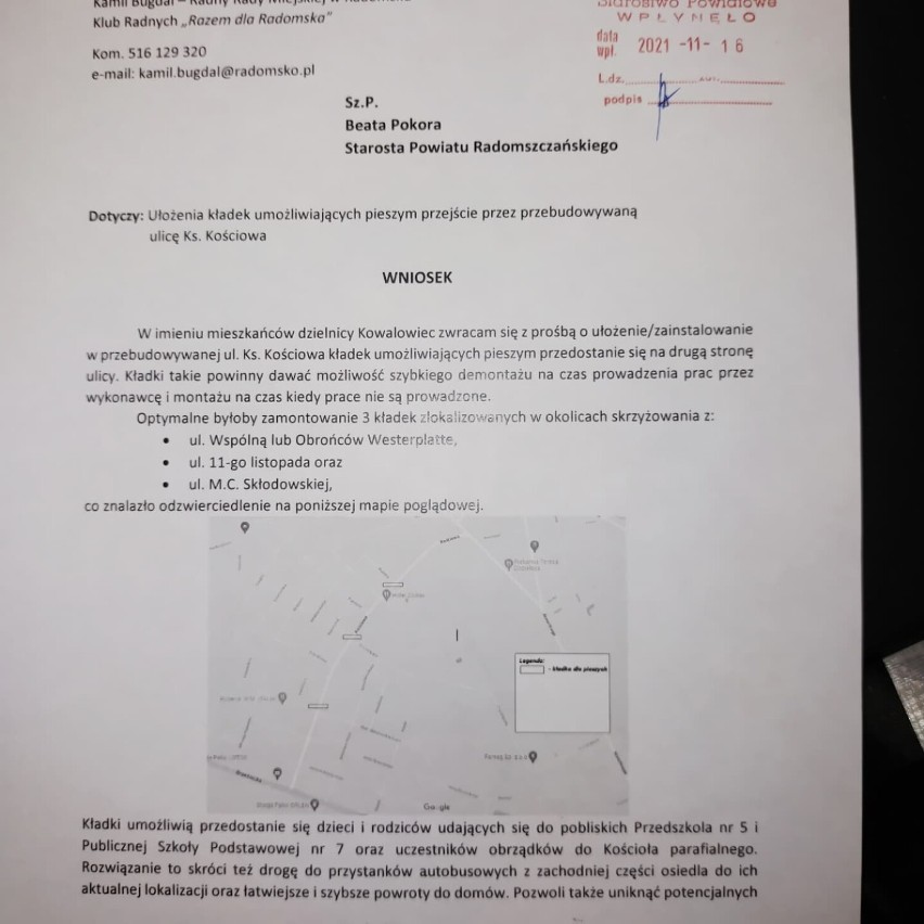 Remont ul. Kościowa w Radomsku. Mieszkańcy się skarżą na brak przejścia, radny wnioskuje o kładki