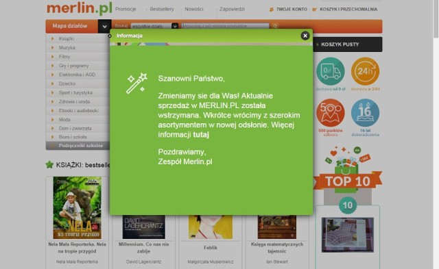 Strona Merlin.pl za kilka tygodni ma wrócić w nowej odsłonie