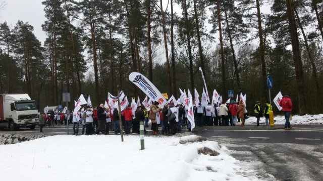 Blokada górników na dk 11