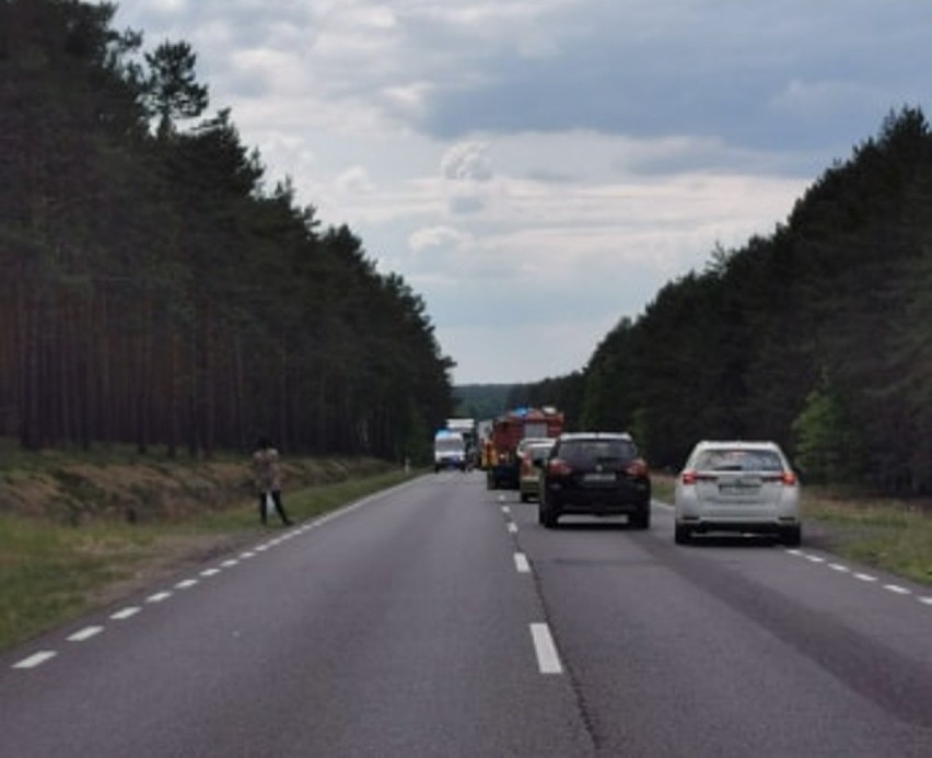 Wypadek na drodze krajowej nr 32 w okolicach Brzózki.