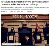 Poznań: Restauracja Bee Jay's na Starym Rynku oferowała... raka szyjki macicy [ZDJĘCIA]