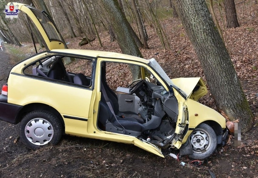 Tragiczny wypadek w powiecie radzyńskim. Samochód uderzył w drzewo, zginęła pasażerka