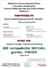 Koncert ukraińskiej pianistki i czytanie Sienkiewicza w Działoszynie