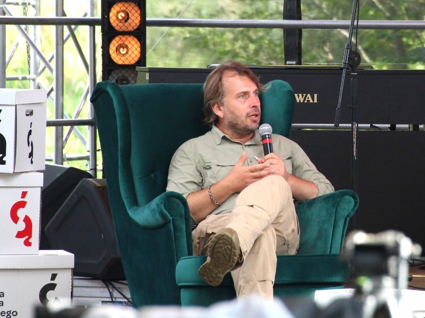 Adam Wajrak podczas jednego ze spotkań w Szczebrzeszynie