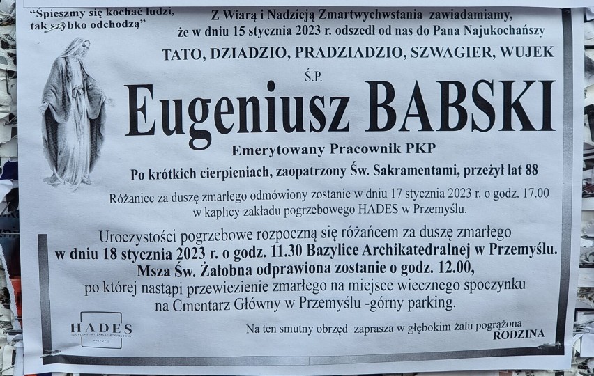 Przemyślanie, którzy zmarli w ostatnich dniach [KLEPSYDRY, 13.01.2023 - 16.01.2023]