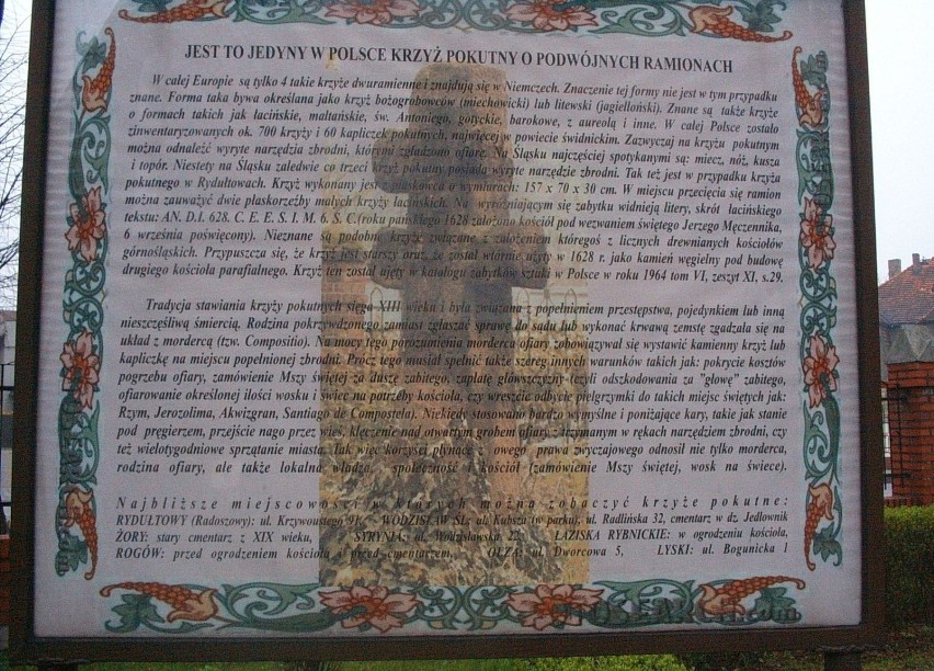 Tablica informacyjna przy kościele św.Jerzego w Rydułtowach