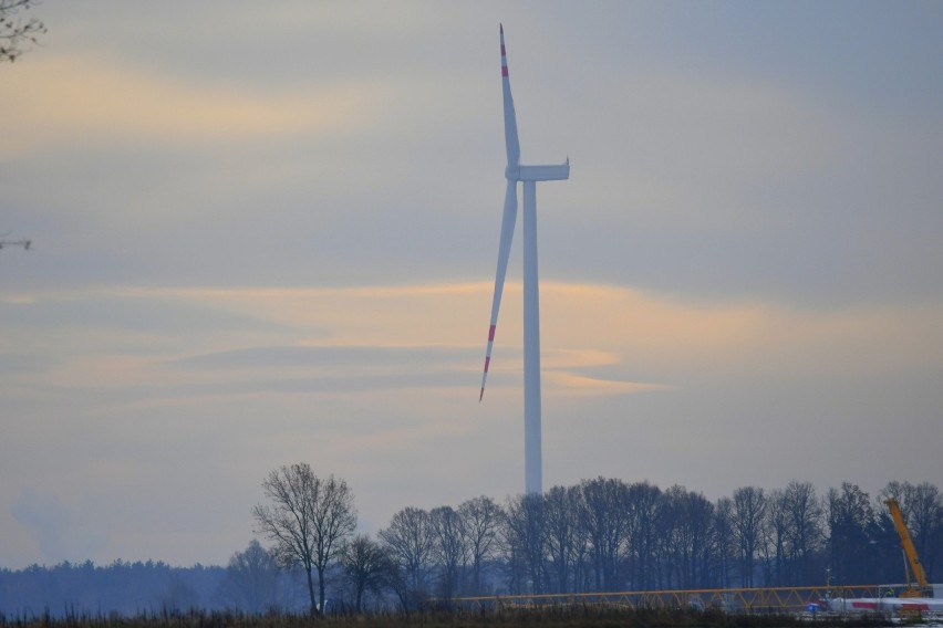 Coraz więcej wiatraków widać na farmie wiatrowej pod Żarami. Elektrownia ma ruszyć w przyszłym roku