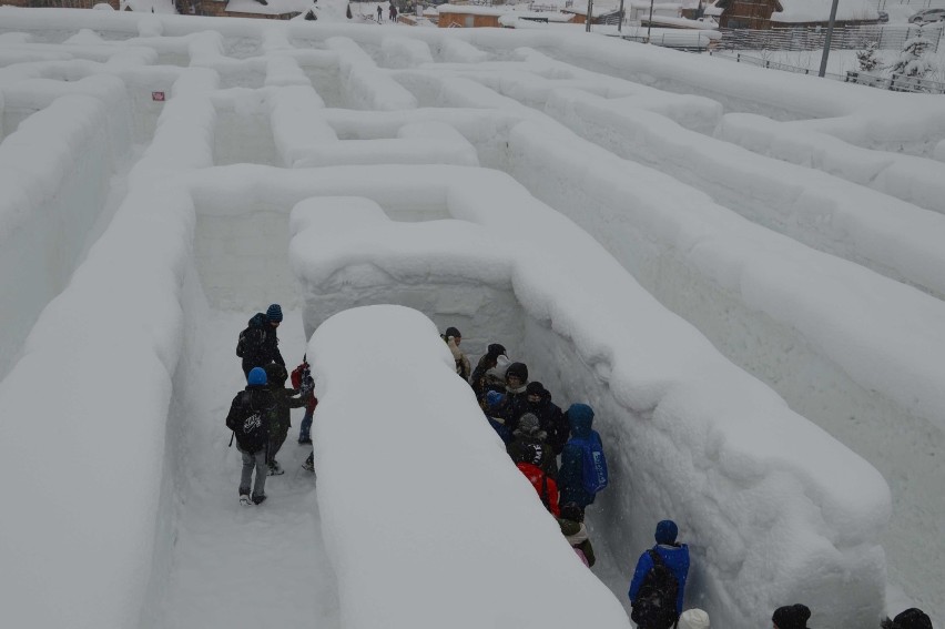 Zakopane. Zrobili gigantyczny śnieżny labirynt i śnieżny zamek [ZDJĘCIA, WIDEO]