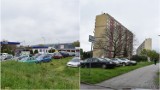 Samochody stojące na zieleńcu nieopodal bloków na ul. Lwowskiej kością niezgody między mieszkańcami, a właścicielem warsztatu samochodowego