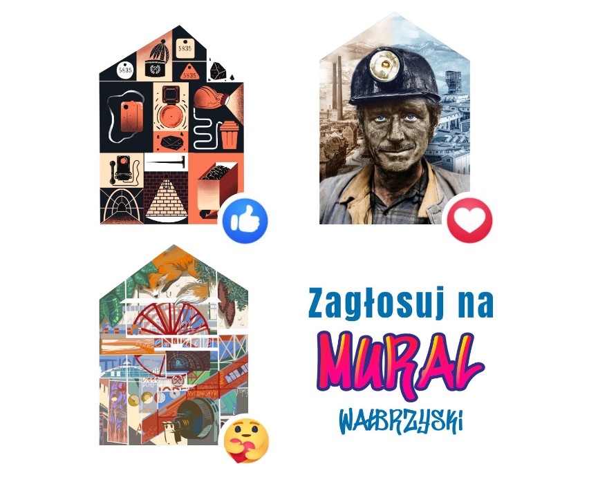 „Mural na Placu Górnika”. Do wyboru są 3 prace. Głosuj i wybierz swoją ulubioną