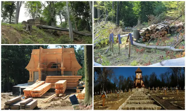Odbudowa gontyny na cmentarzu na Pustkach rozpoczęła się po niemal 30 latach od pożaru pierwotnej kaplicy