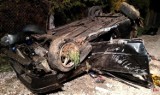 Groźny wypadek na wiślance w Drogomyślu. Na DK81 samochód wypadł z drogi. Cztery osoby ranne [ZDJĘCIA]