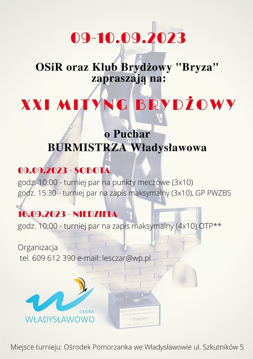 Klub Brydżowy Bryza i OSiR Władysławowo zapraszają na 21....