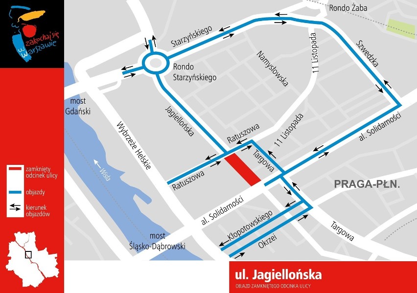 Proponowane objazdy ul. Jagiellońskiej