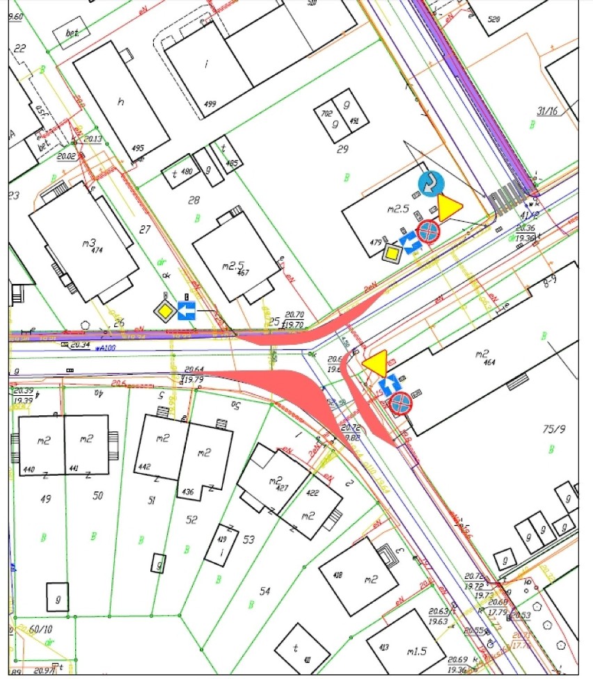Planowana korekta skrzyżowania ulic Kraszewskiego i Fałata