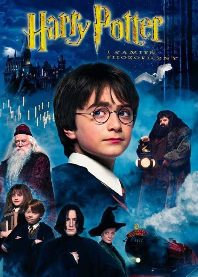 Okładka pierwszego filmu, Harry Potter i Kamień Filozoficzny.