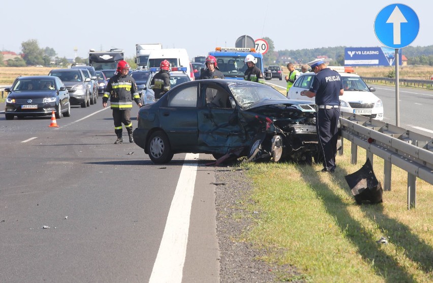 Wypadek w Gąskach na krajowej jedynce