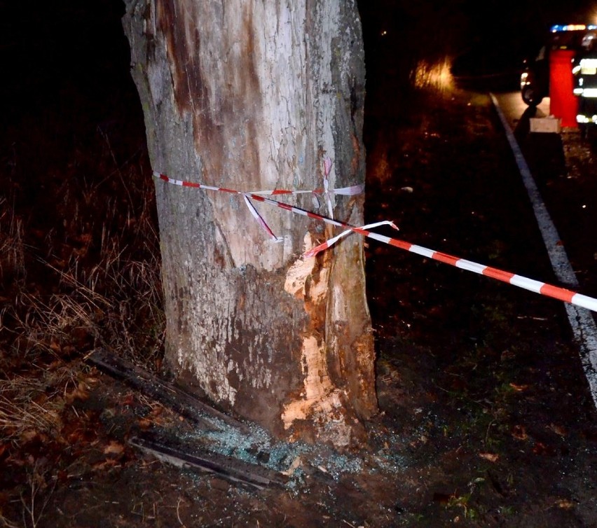 Gmina Skarszewy. Nie żyje 42-letni kierowca auta, które uderzyło w drzewo [ZDJĘCIA]