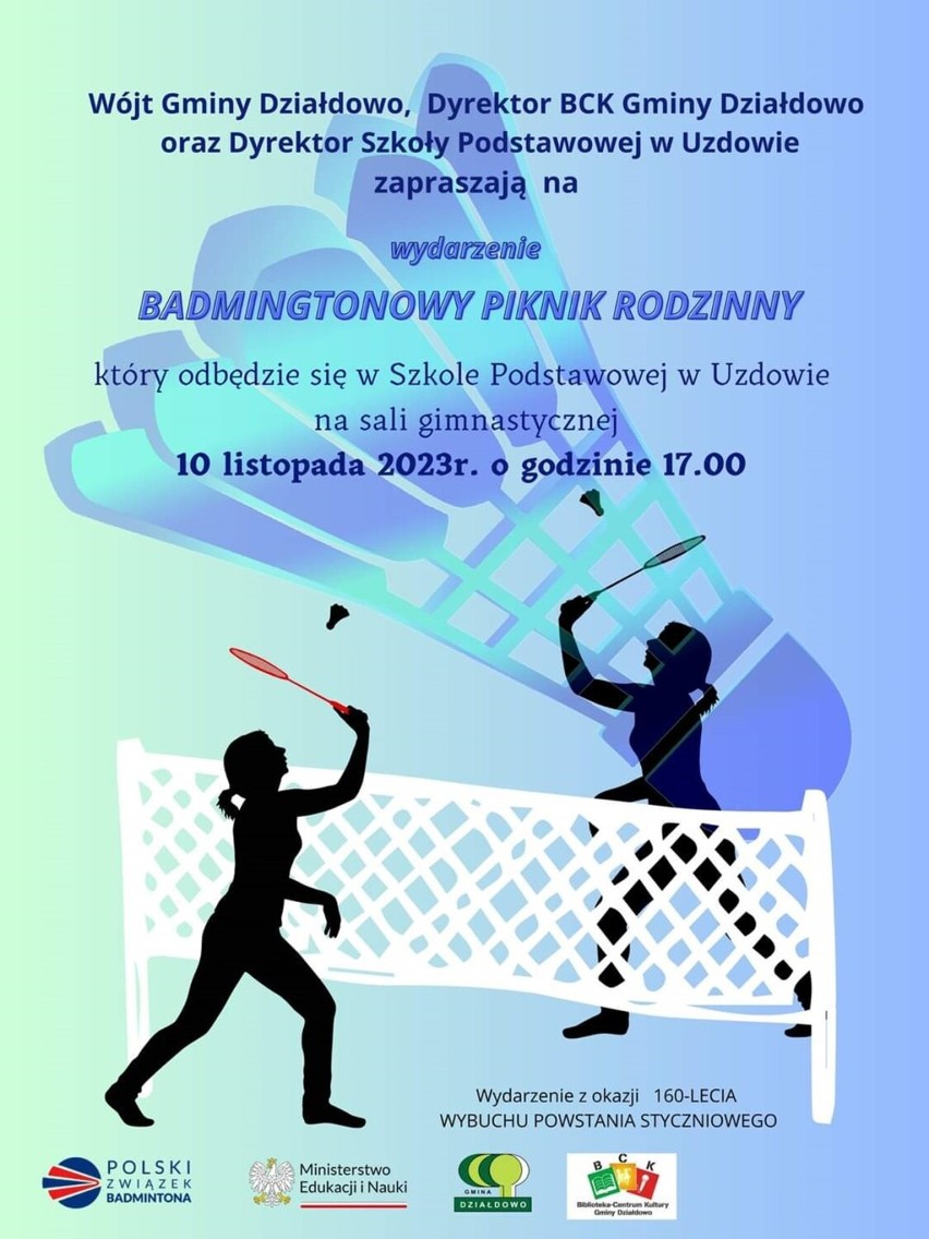 Gmina Działdowo organizuje Badmintonowy Piknik Rodzinny!