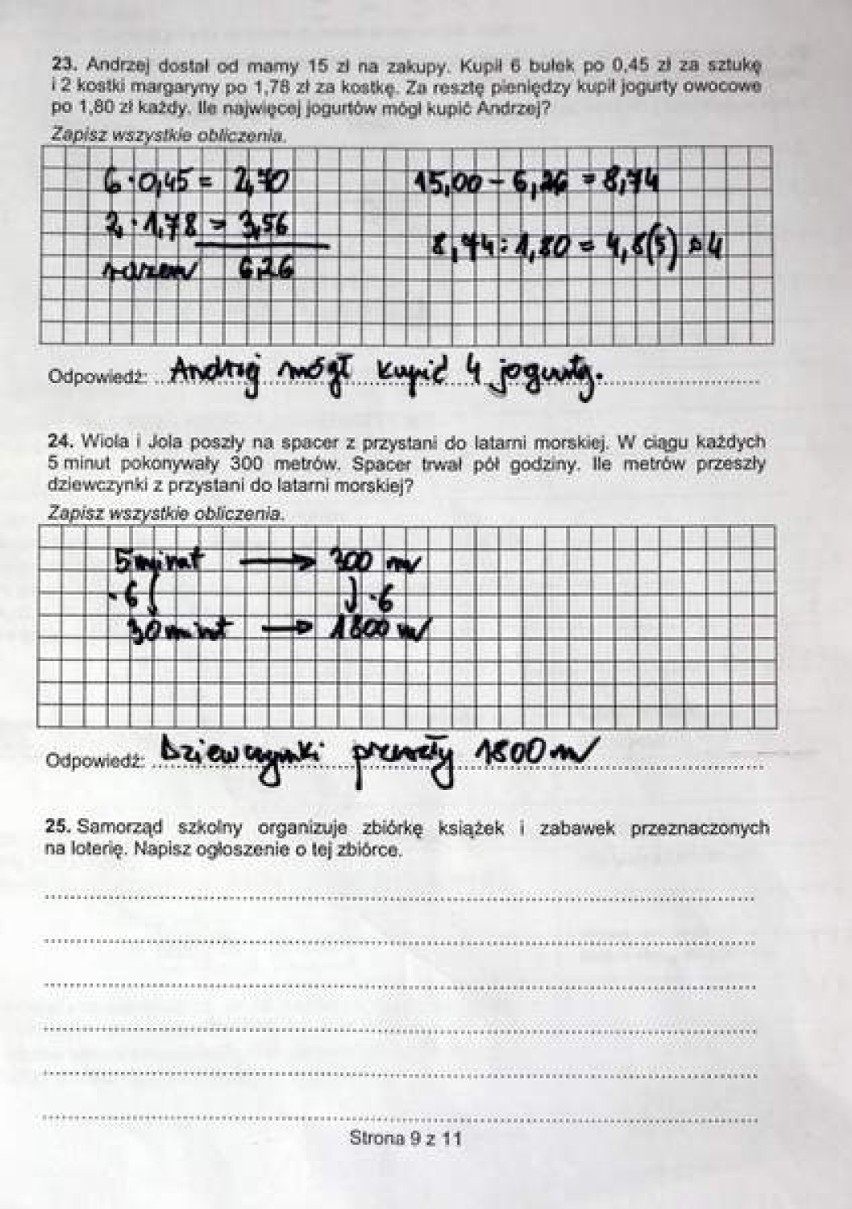 Test szóstoklasisty [arkusze,odpowiedzi]