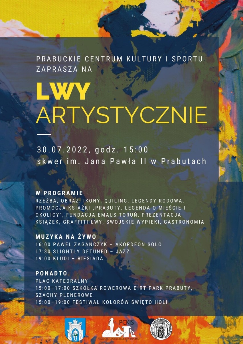 "Lwy artystycznie" w Prabutach. W programie m.in. Festiwal Kolorów Holi, szachy w plenerze, szkółka rowerowa i mnóstwo sztuki