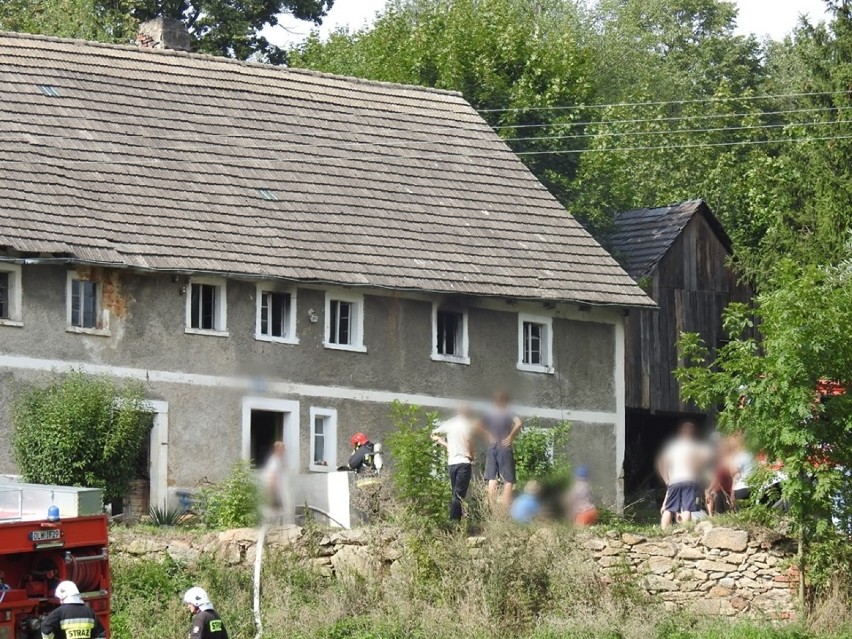 Pożar domu w Wojciechowie! Jedna osoba poparzona! [ZDJĘCIA]