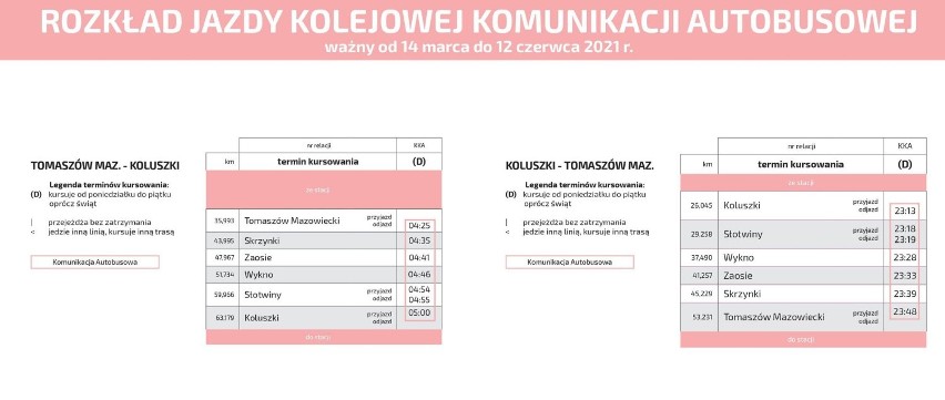 Nowe połączenia kolejowo-autobusowe ŁKA z Tomaszowa do Łodzi ROZKŁAD JAZDY